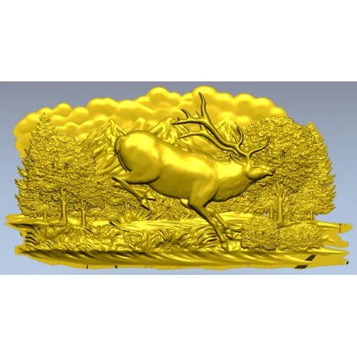 Олень в прыжке - рельефная 3D модель STL для ЧПУ