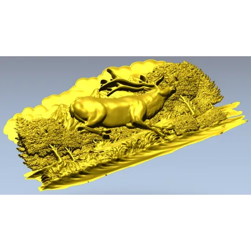 Олень в прыжке - рельефная 3D модель STL для ЧПУ
