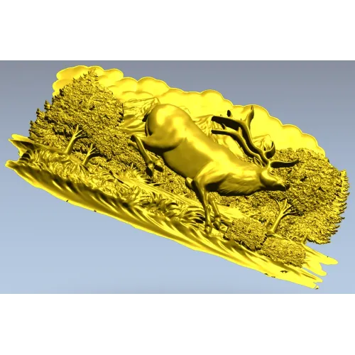 Олень в прыжке - рельефная 3D модель STL для ЧПУ