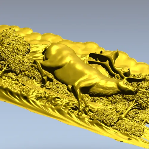 Олень в прыжке - рельефная 3D модель STL для ЧПУ