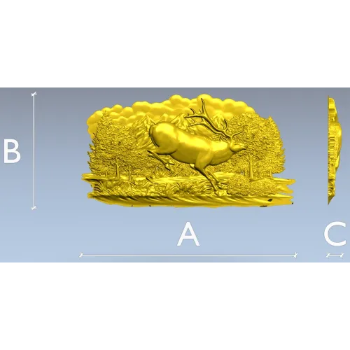 Олень в прыжке - рельефная 3D модель STL для ЧПУ
