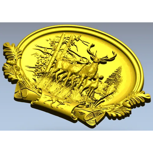 Олений медальон - рельефная 3D модель STL для ЧПУ