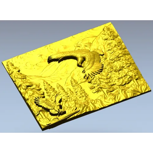 Полёт орлов в горах - рельефная 3D модель STL для ЧПУ