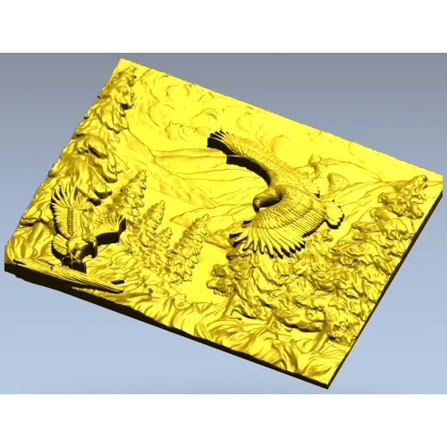 Полёт орлов в горах - рельефная 3D модель STL для ЧПУ