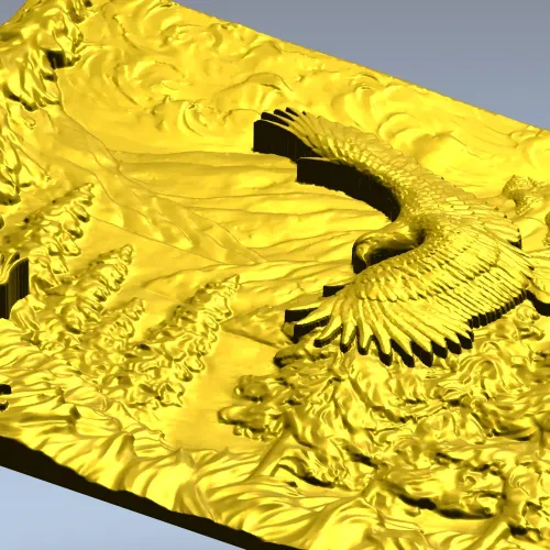 Полёт орлов в горах - рельефная 3D модель STL для ЧПУ