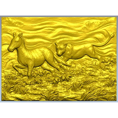 Панно "Погоня саванны" - 3D STL модель для ЧПУ