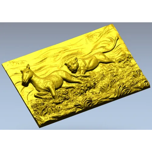 Панно "Погоня саванны" - 3D STL модель для ЧПУ
