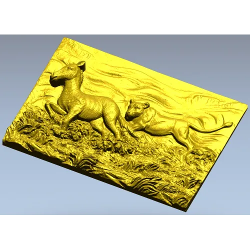 Панно "Погоня саванны" - 3D STL модель для ЧПУ