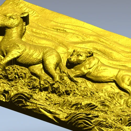 Панно "Погоня саванны" - 3D STL модель для ЧПУ