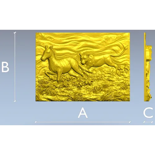 Панно "Погоня саванны" - 3D STL модель для ЧПУ