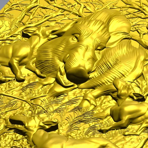 Рельефная панель "Охота на кабана" - STL для ЧПУ