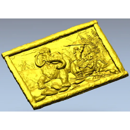 Панно "Охота на мамонта" - 3D модель STL для ЧПУ