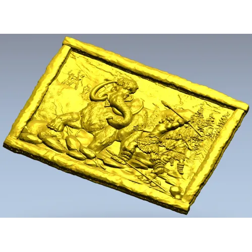 Панно "Охота на мамонта" - 3D модель STL для ЧПУ