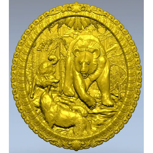 Bear Hunt Relief Medallion STL