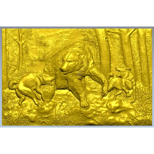 Панно "Охота на медведя" - 3D модель STL для ЧПУ
