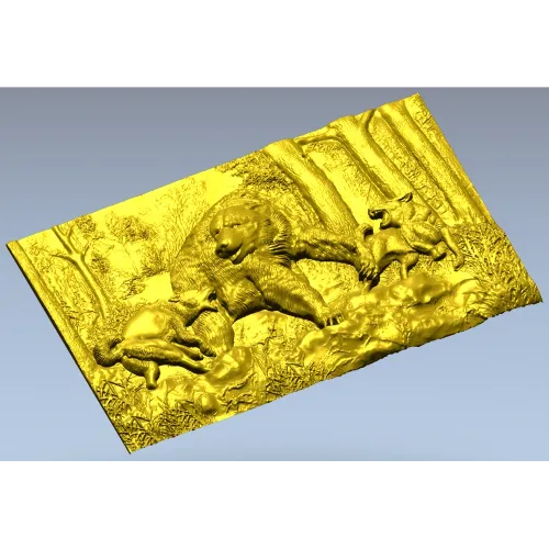 Панно "Охота на медведя" - 3D модель STL для ЧПУ