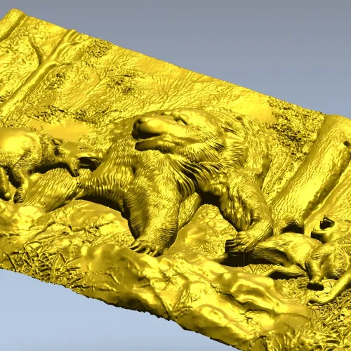 Панно "Охота на медведя" - 3D модель STL для ЧПУ