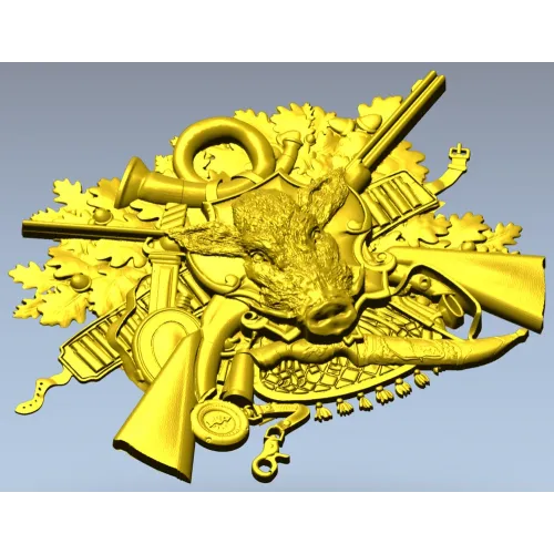 Охотничье панно с кабаном - STL 3D модель для ЧПУ