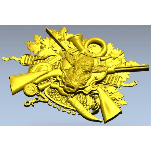 Охотничье панно с кабаном - STL 3D модель для ЧПУ