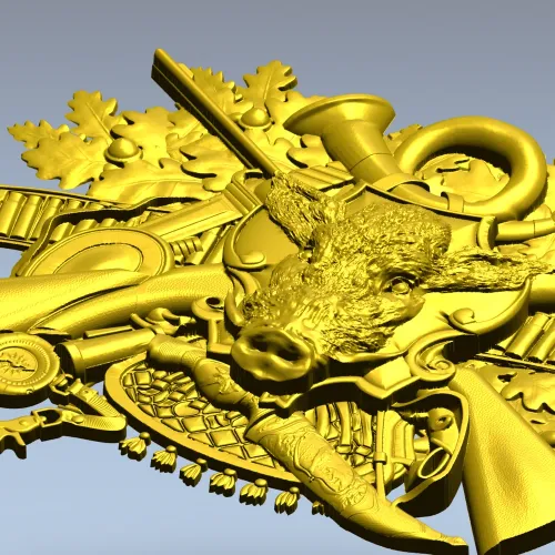 Охотничье панно с кабаном - STL 3D модель для ЧПУ