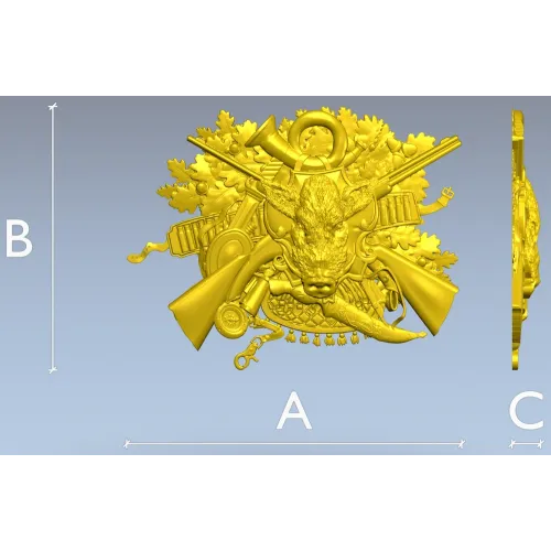 Охотничье панно с кабаном - STL 3D модель для ЧПУ