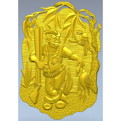 3D модель STL "Лесной охотник" - панно для ЧПУ