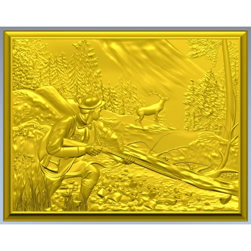 Hunter's Vigil - detailed bas-relief STL for CNC
