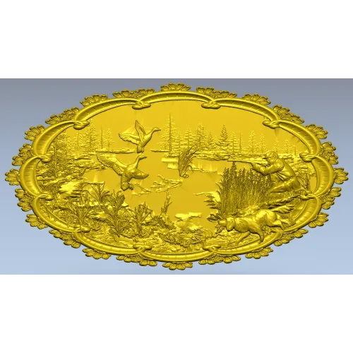 Lakeside Hunt - High Relief Oval STL for CNC