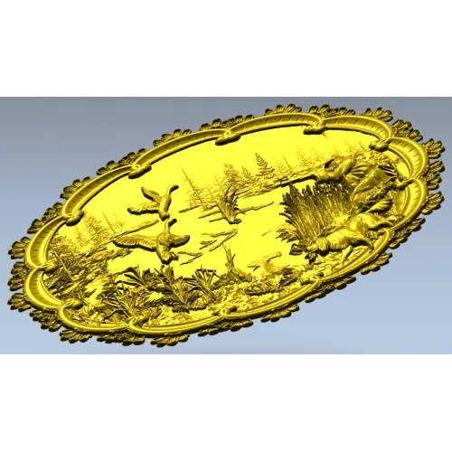 Lakeside Hunt - High Relief Oval STL for CNC