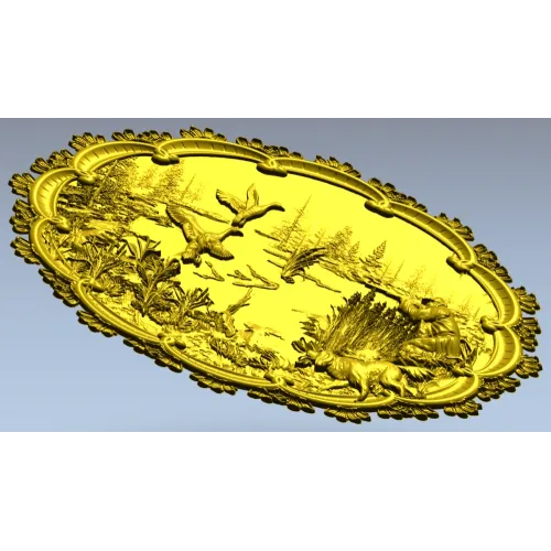 Lakeside Hunt - High Relief Oval STL for CNC