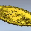 Lakeside Hunt - High Relief Oval STL for CNC
