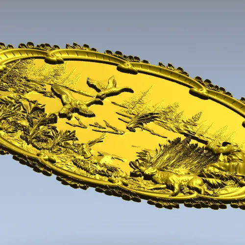 Lakeside Hunt - High Relief Oval STL for CNC