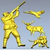 stl модель - охотник с собакой, оленем и птицей для ЧПУ