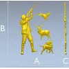 stl модель - охотник с собакой, оленем и птицей для ЧПУ
