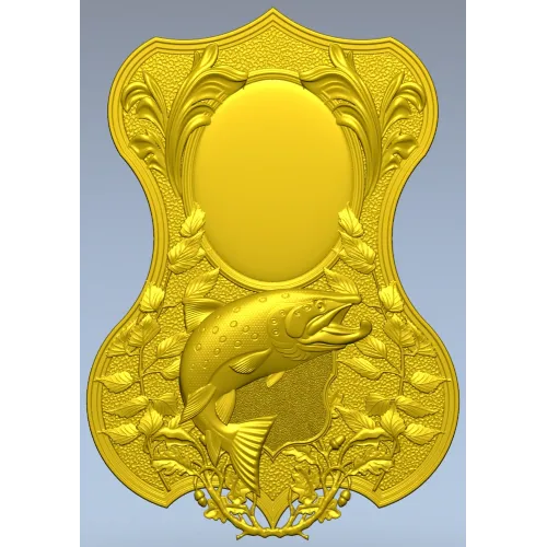 Trout Trophy Shield - STL 3D model for CNC milling
