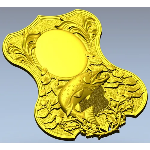 Trout Trophy Shield - STL 3D model for CNC milling
