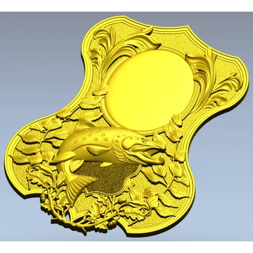 Trout Trophy Shield - STL 3D model for CNC milling