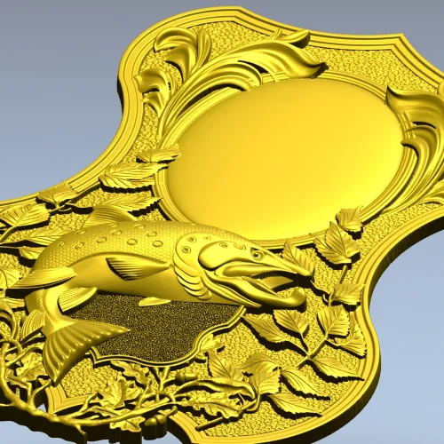 Trout Trophy Shield - STL 3D model for CNC milling