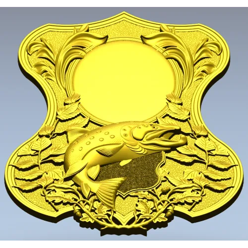 Trout Trophy Shield - STL 3D model for CNC milling
