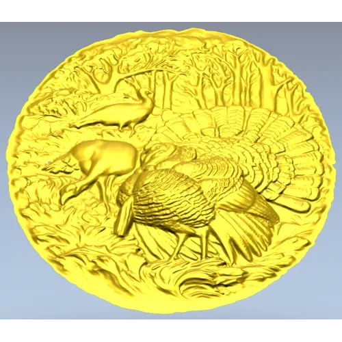 Павлины в роще - 3D модель STL для ЧПУ (панно)