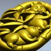 Овальное панно с парами панд - 3D модель STL для ЧПУ