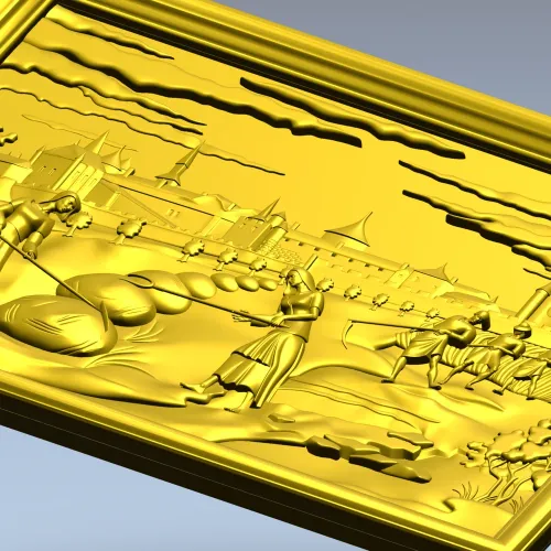 Панно "Сбор урожая у крепости" - 3D STL модель для ЧПУ