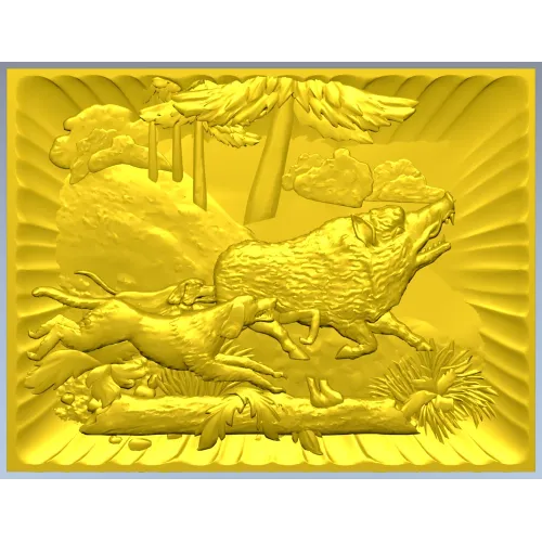 Wolf and Hounds Relief - STL 3D Model for CNC
