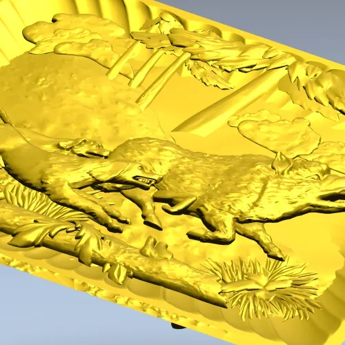 Wolf and Hounds Relief - STL 3D Model for CNC