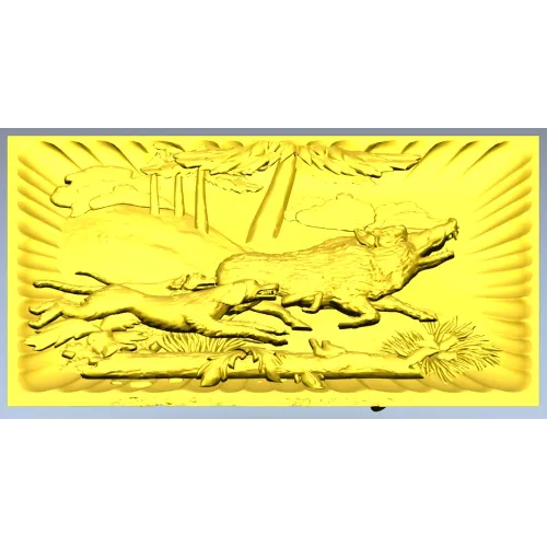 Wolf and Hounds Relief - STL 3D Model for CNC