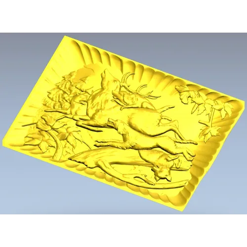 Панно "Лесная погоня" - 3D модель в формате STL для ЧПУ