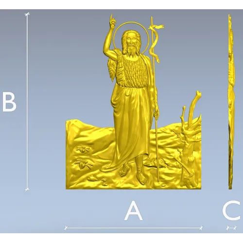 Saint John the Baptist bas-relief STL for CNC