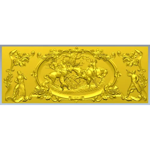 Baroque Hunting Panel - STL 3D Model for CNC