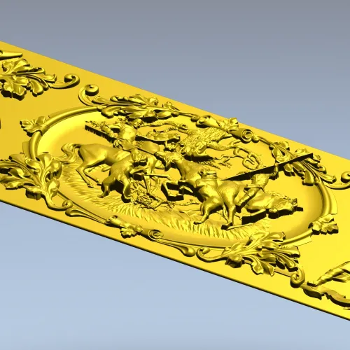 Baroque Hunting Panel - STL 3D Model for CNC