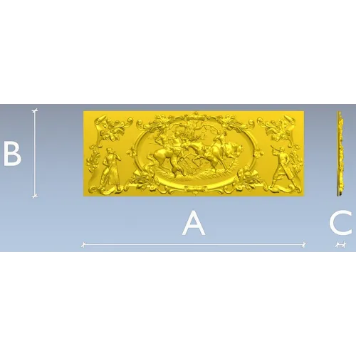 Baroque Hunting Panel - STL 3D Model for CNC